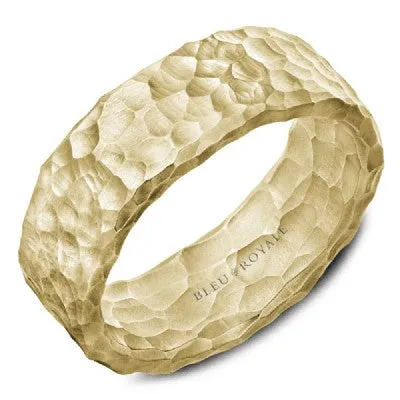 Diamond Cut 14K Gold Hammered Band