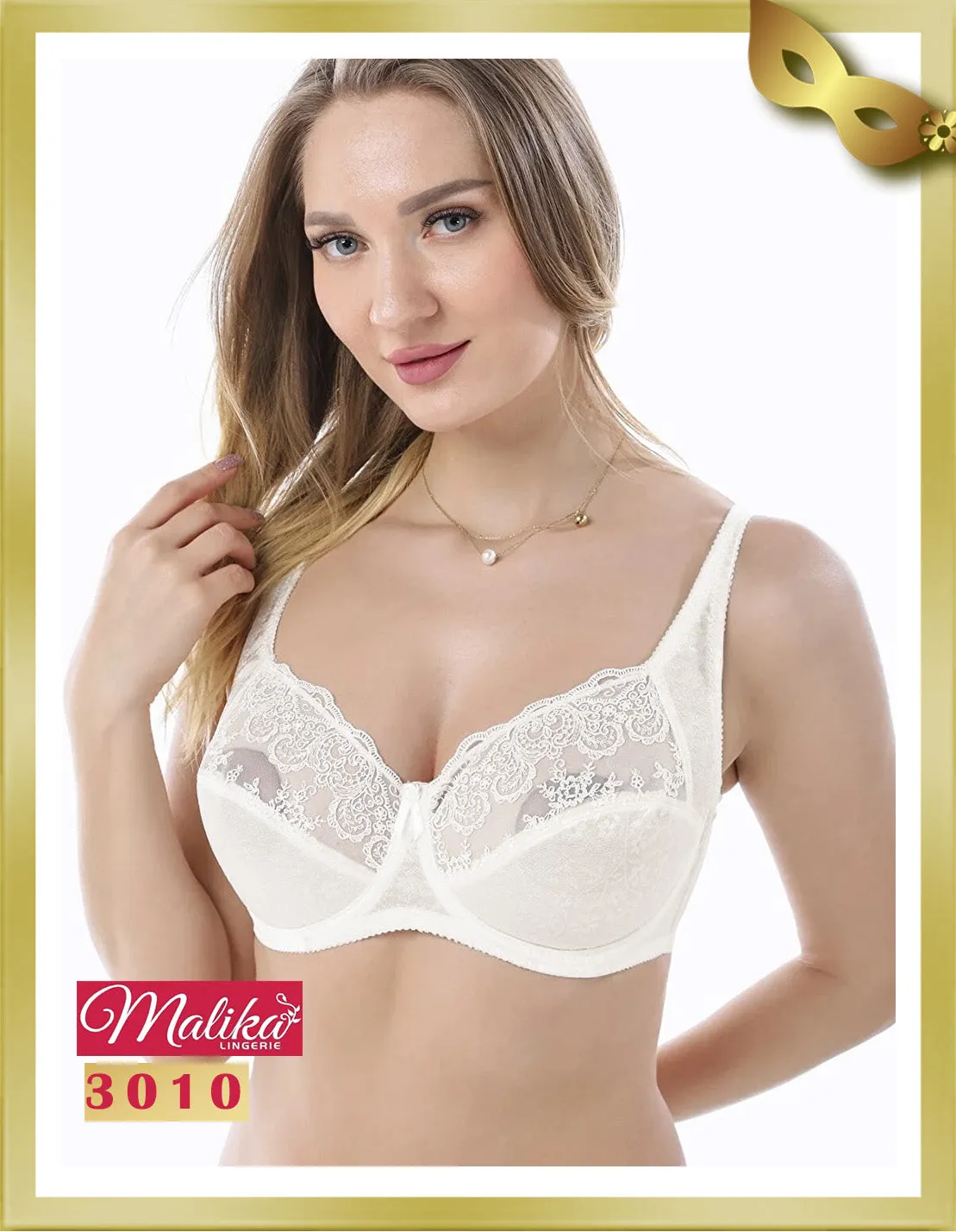 Embroidery Underwire Minimizer Gathering Bra 3010