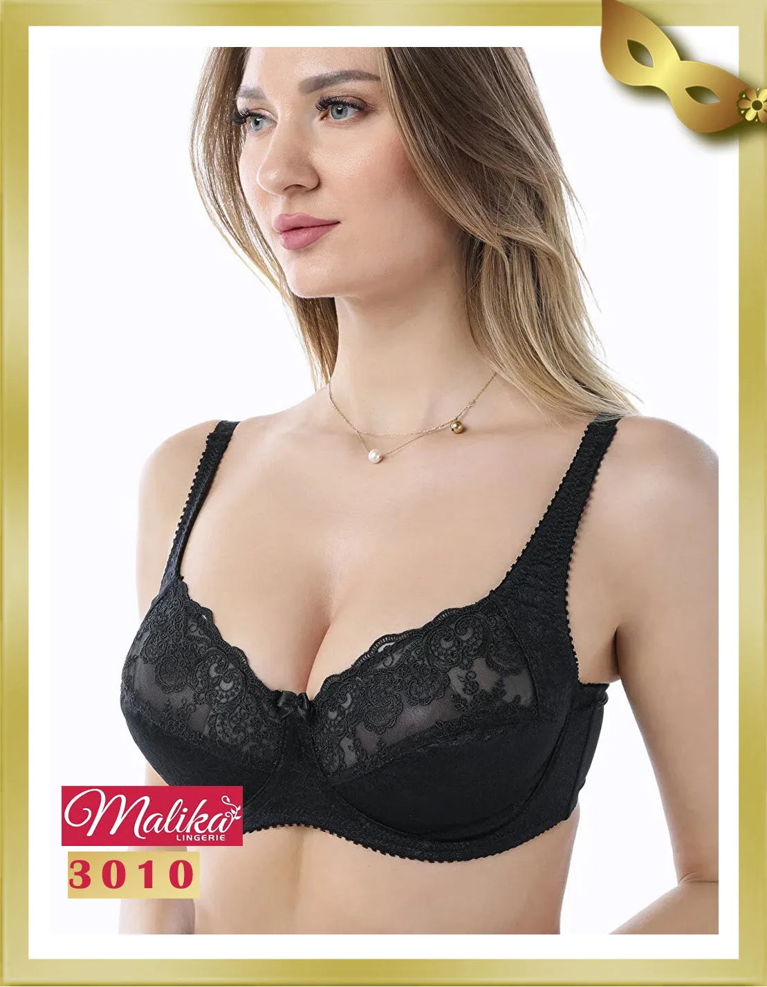 Embroidery Underwire Minimizer Gathering Bra 3010
