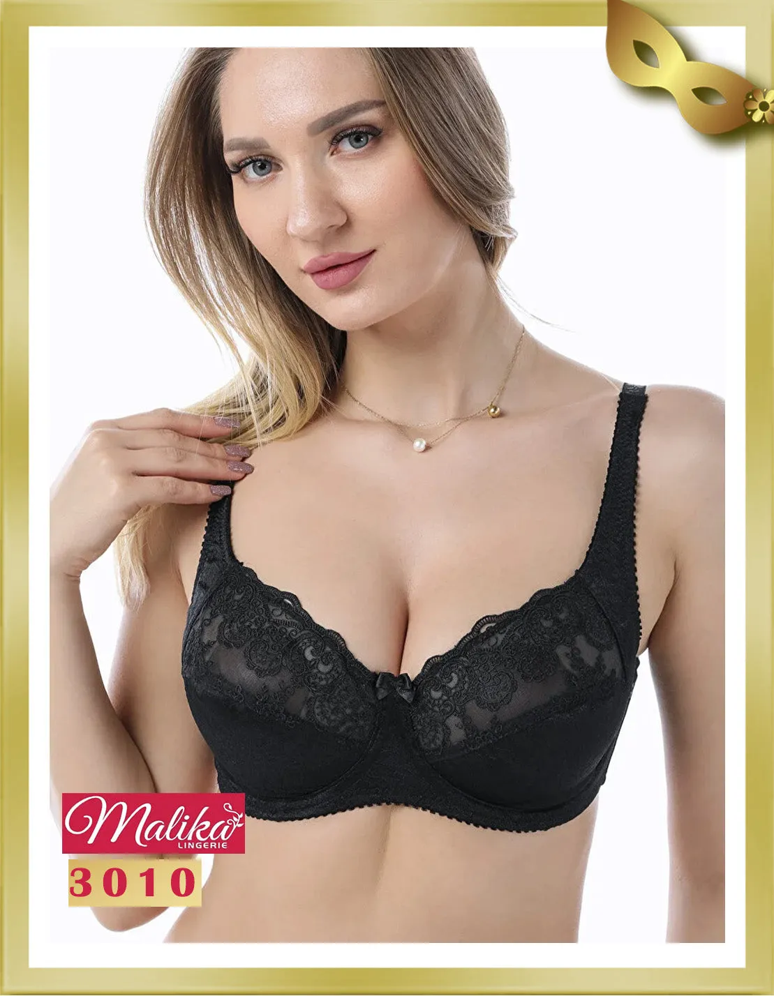 Embroidery Underwire Minimizer Gathering Bra 3010