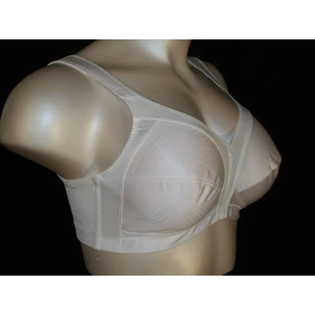 Exquisite Form 2558 Jacquard Satin Divided Cup Wire Free Bra 42B White NWOT