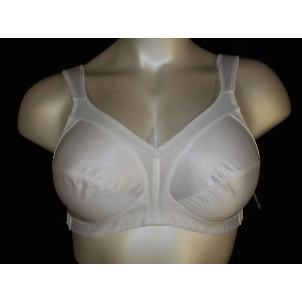 Exquisite Form 2558 Jacquard Satin Divided Cup Wire Free Bra 42B White NWOT
