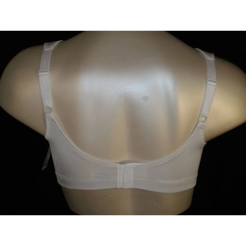 Exquisite Form 2558 Jacquard Satin Divided Cup Wire Free Bra 42B White NWOT