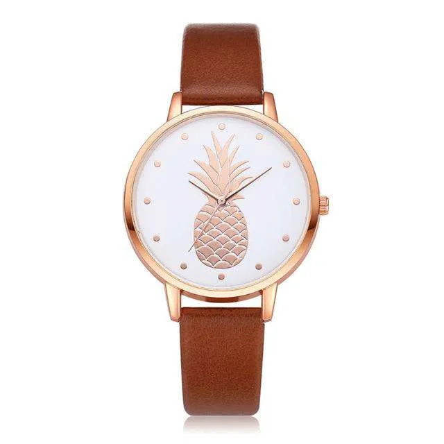 Fashion 2019 Womens Men Pineapple Faux Leather Analog Quartz Watch Women's quartz watch zegarek damski reloj mujer Q