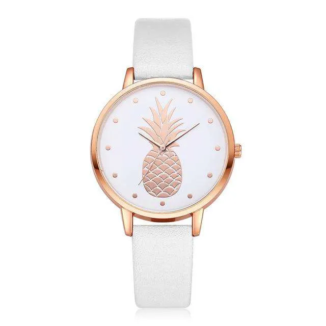 Fashion 2019 Womens Men Pineapple Faux Leather Analog Quartz Watch Women's quartz watch zegarek damski reloj mujer Q