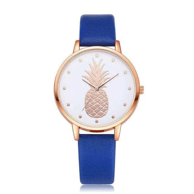 Fashion 2019 Womens Men Pineapple Faux Leather Analog Quartz Watch Women's quartz watch zegarek damski reloj mujer Q