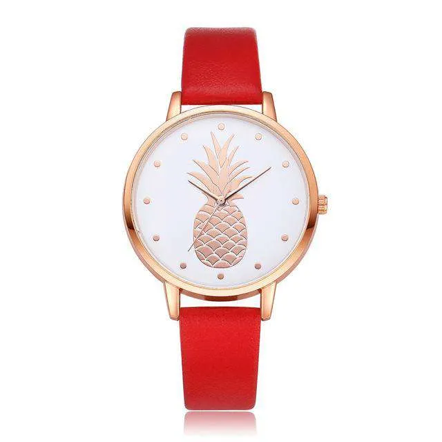 Fashion 2019 Womens Men Pineapple Faux Leather Analog Quartz Watch Women's quartz watch zegarek damski reloj mujer Q