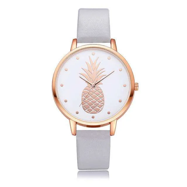 Fashion 2019 Womens Men Pineapple Faux Leather Analog Quartz Watch Women's quartz watch zegarek damski reloj mujer Q
