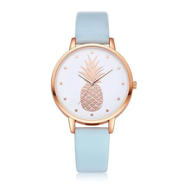 Fashion 2019 Womens Men Pineapple Faux Leather Analog Quartz Watch Women's quartz watch zegarek damski reloj mujer Q