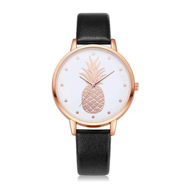 Fashion 2019 Womens Men Pineapple Faux Leather Analog Quartz Watch Women's quartz watch zegarek damski reloj mujer Q