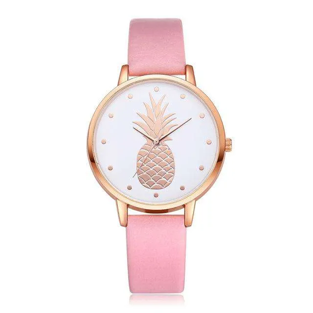 Fashion 2019 Womens Men Pineapple Faux Leather Analog Quartz Watch Women's quartz watch zegarek damski reloj mujer Q