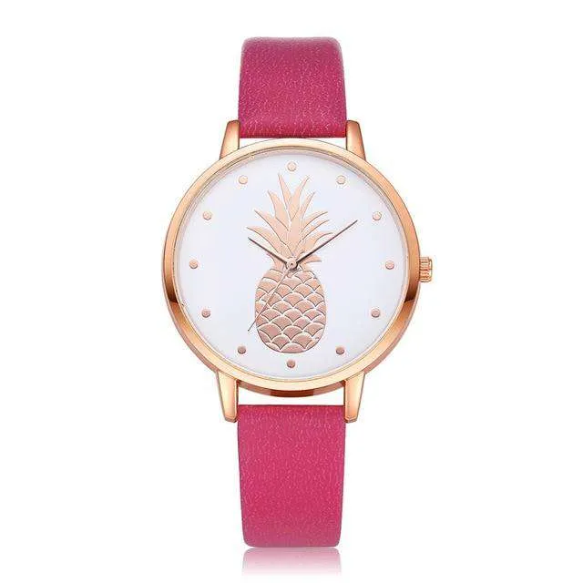 Fashion 2019 Womens Men Pineapple Faux Leather Analog Quartz Watch Women's quartz watch zegarek damski reloj mujer Q