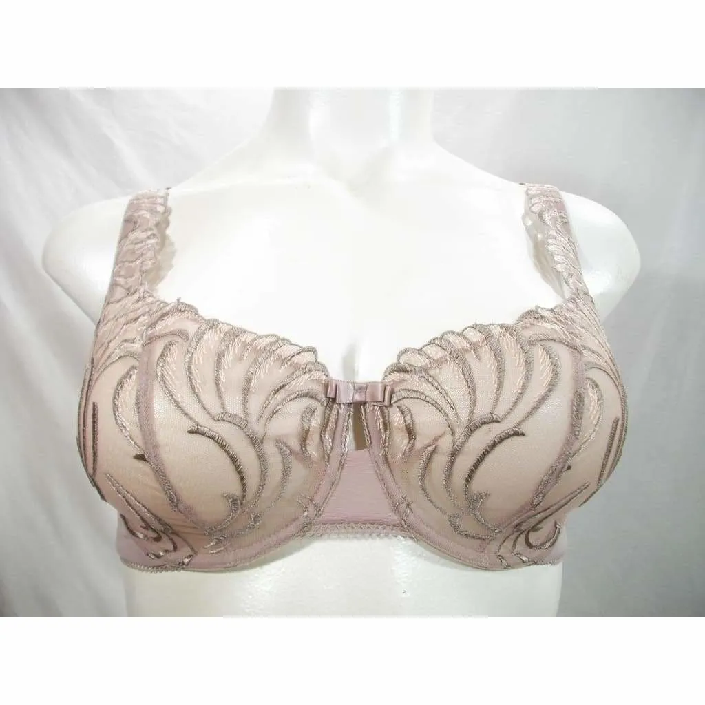 Felina 110040 Lana Embroidered Unlined Plunge Balconette Underwire Bra 40C Mocha
