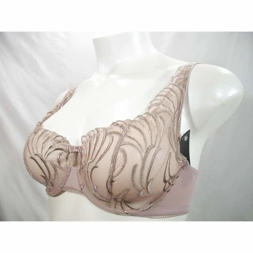 Felina 110040 Lana Embroidered Unlined Plunge Balconette Underwire Bra 40C Mocha
