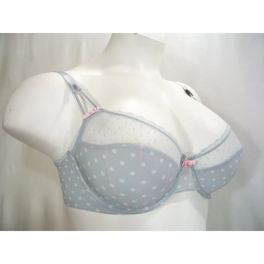 Felina 110789 Marielle Semi Sheer Lace Full Busted Underwire Bra 34DDD Gray Dot
