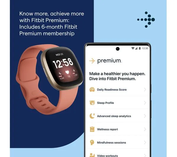 FITBIT Versa 3 Smart Watch - Pink Clay & Soft Gold - Good