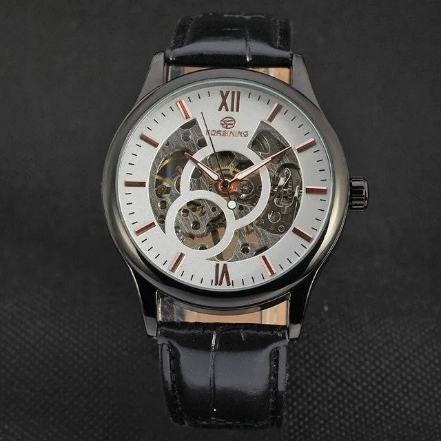 FORSINING Hollow Design Leather Skeleton Watch Man Male Sport Clock Business Automatic Mechanical Fashion Wrist Luxury Watches