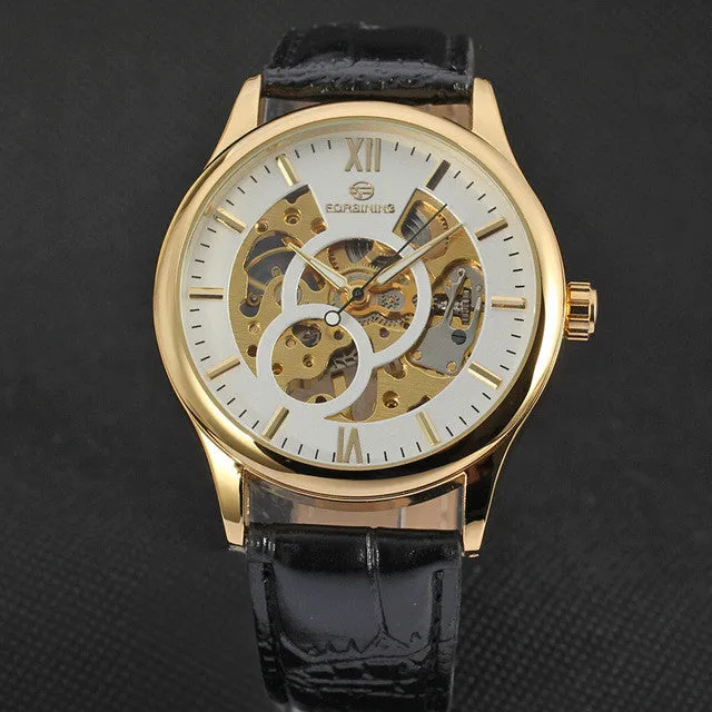 FORSINING Hollow Design Leather Skeleton Watch Man Male Sport Clock Business Automatic Mechanical Fashion Wrist Luxury Watches