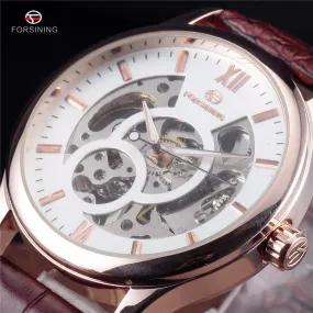FORSINING Hollow Design Leather Skeleton Watch Man Male Sport Clock Business Automatic Mechanical Fashion Wrist Luxury Watches