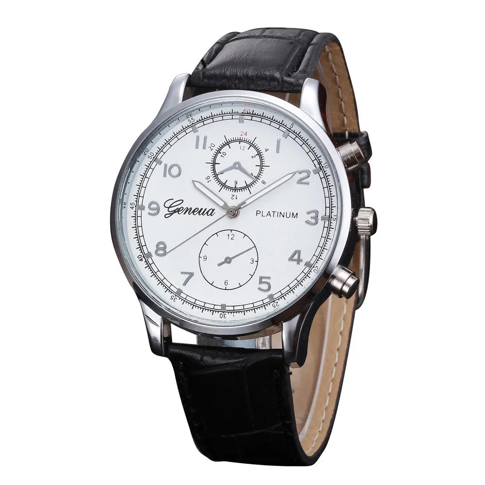 Geneva Watches Mens Retro Design Leather Band Analog Alloy Quartz Wrist Watch relogio masculino montres homme 2016 New Arrival