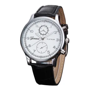 Geneva Watches Mens Retro Design Leather Band Analog Alloy Quartz Wrist Watch relogio masculino montres homme 2016 New Arrival