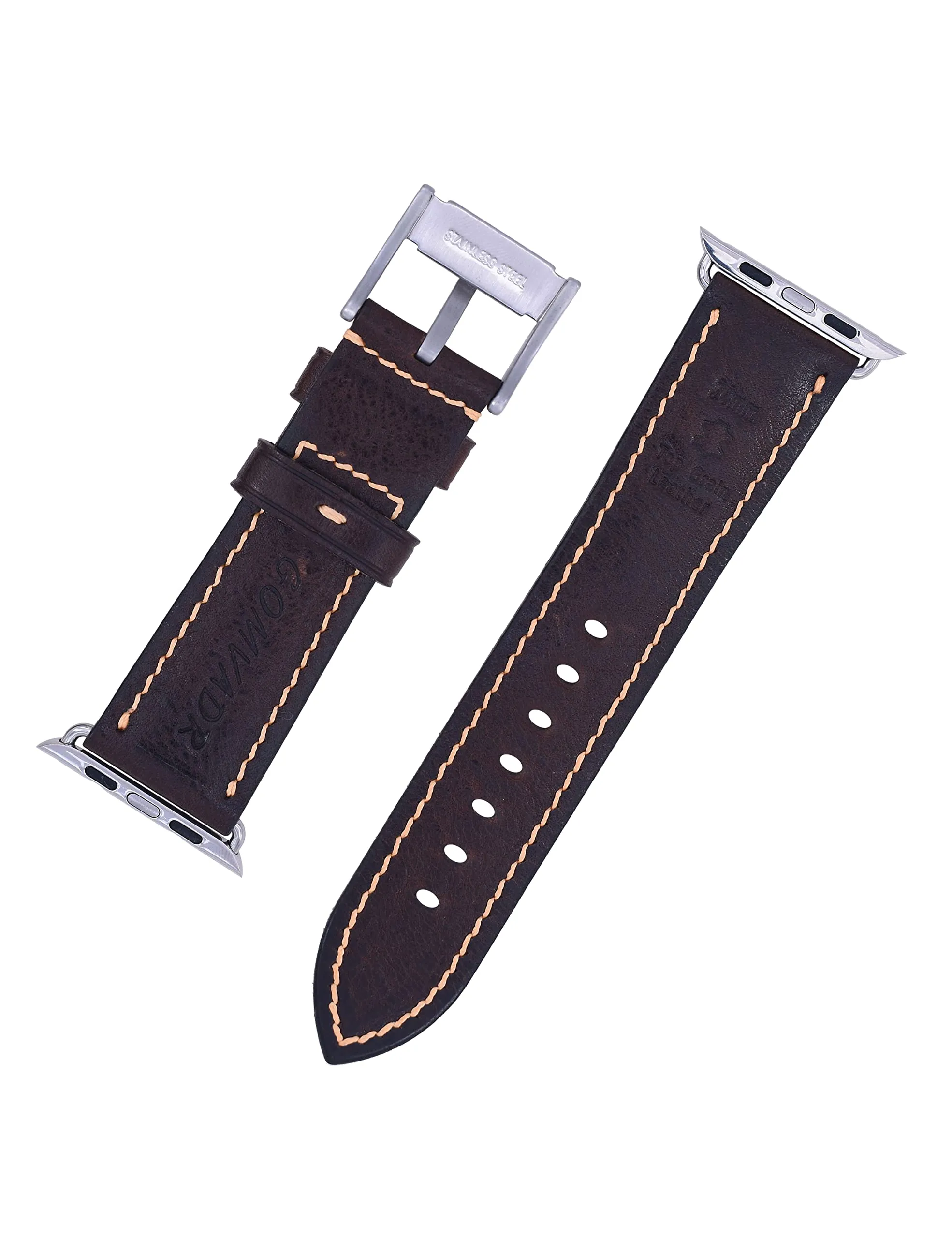 Gomvadr Handmade Leather Bands Compatible with Apple Watch Band Men Women, Vintage Leather Wristband Replacement Band Compatible with Apple Watch Series 9 8 7 6 5 4 3 2 1, SE