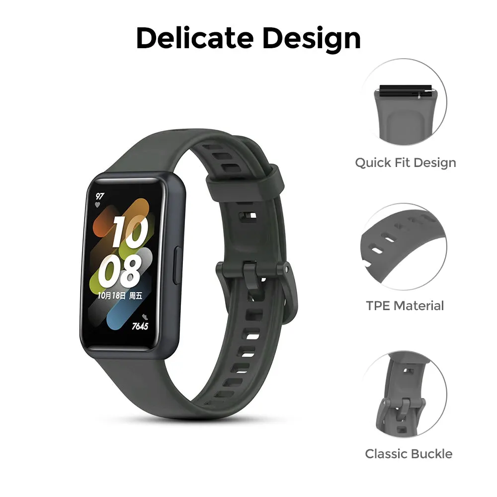 Huawei Watch Band 7 | Silicone Watch Band Strap   TPU Watch Case | Black