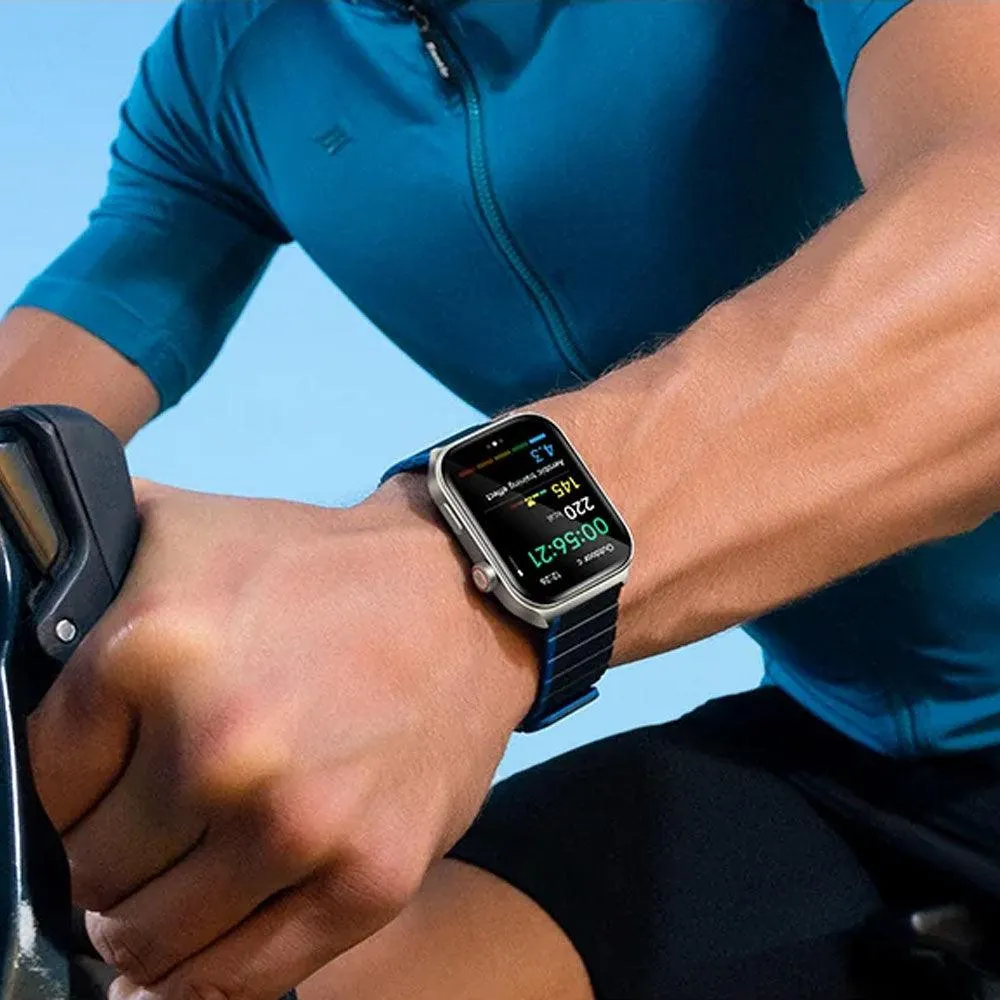 Kieslect Ks2 Smart Watch Space Gray Aluminum Case With Black x Blue Strap & Extra Black Strap