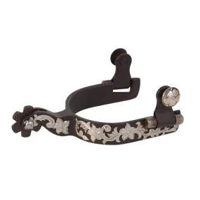 Ladies Antiqued Show Spurs with German Silver Floral Trim