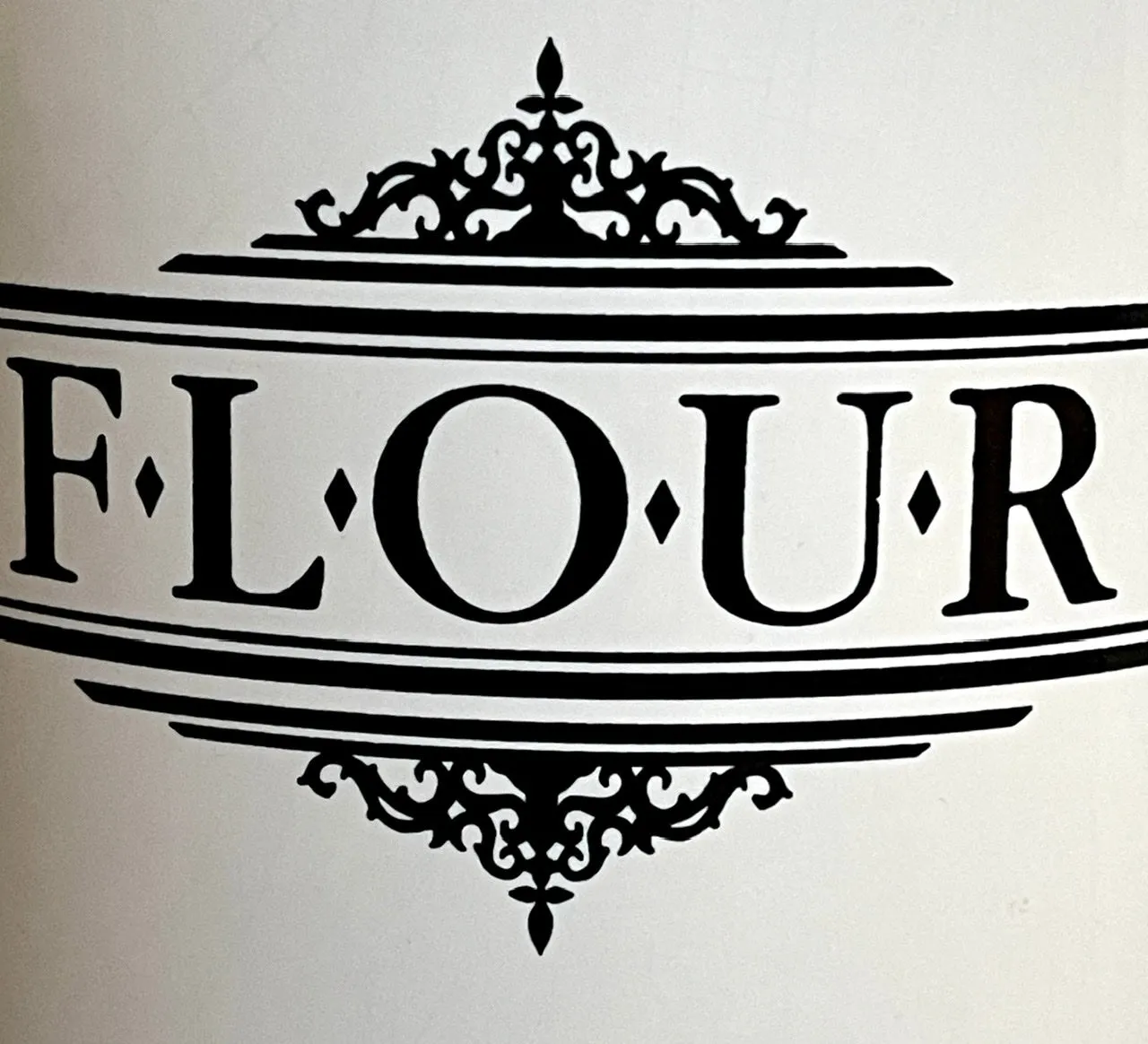 Large Vintage English Black & White Transferware Advertising FLOUR Canister Jar