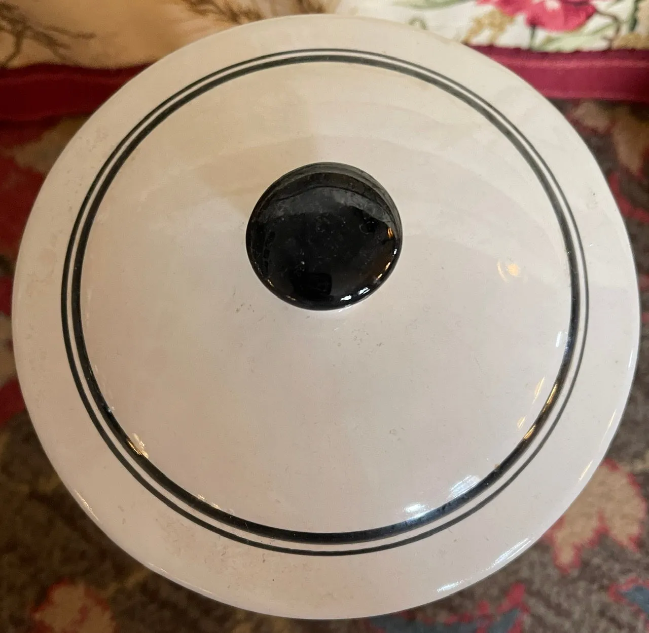 Large Vintage English Black & White Transferware Advertising SUGAR Canister Jar
