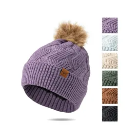 Mainstay Plush-Lined Pom Hat - Womens