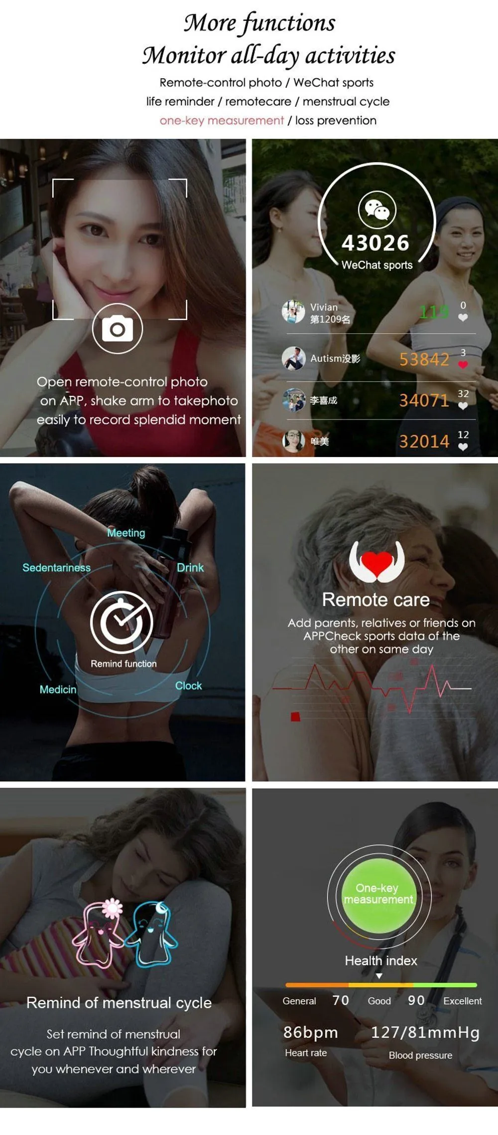 New Luxury Smart Fitness Bracelet Women Blood Pressure Heart Rate Monitoring Wristband Lady Watch