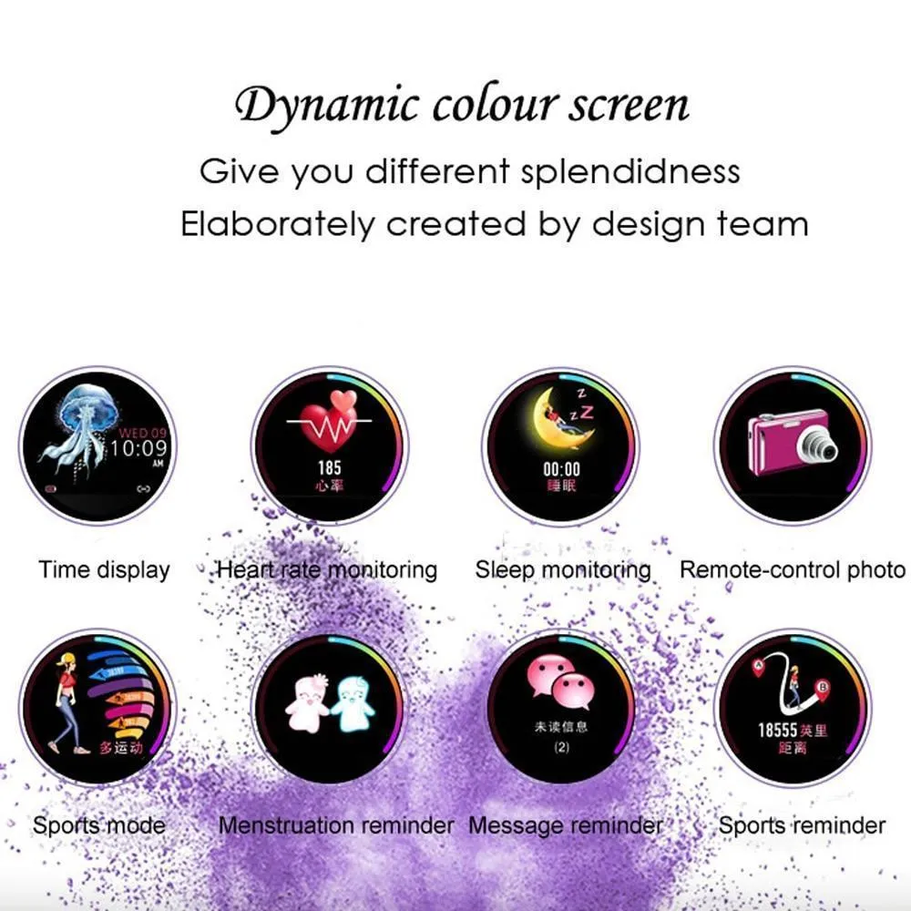 New Luxury Smart Fitness Bracelet Women Blood Pressure Heart Rate Monitoring Wristband Lady Watch