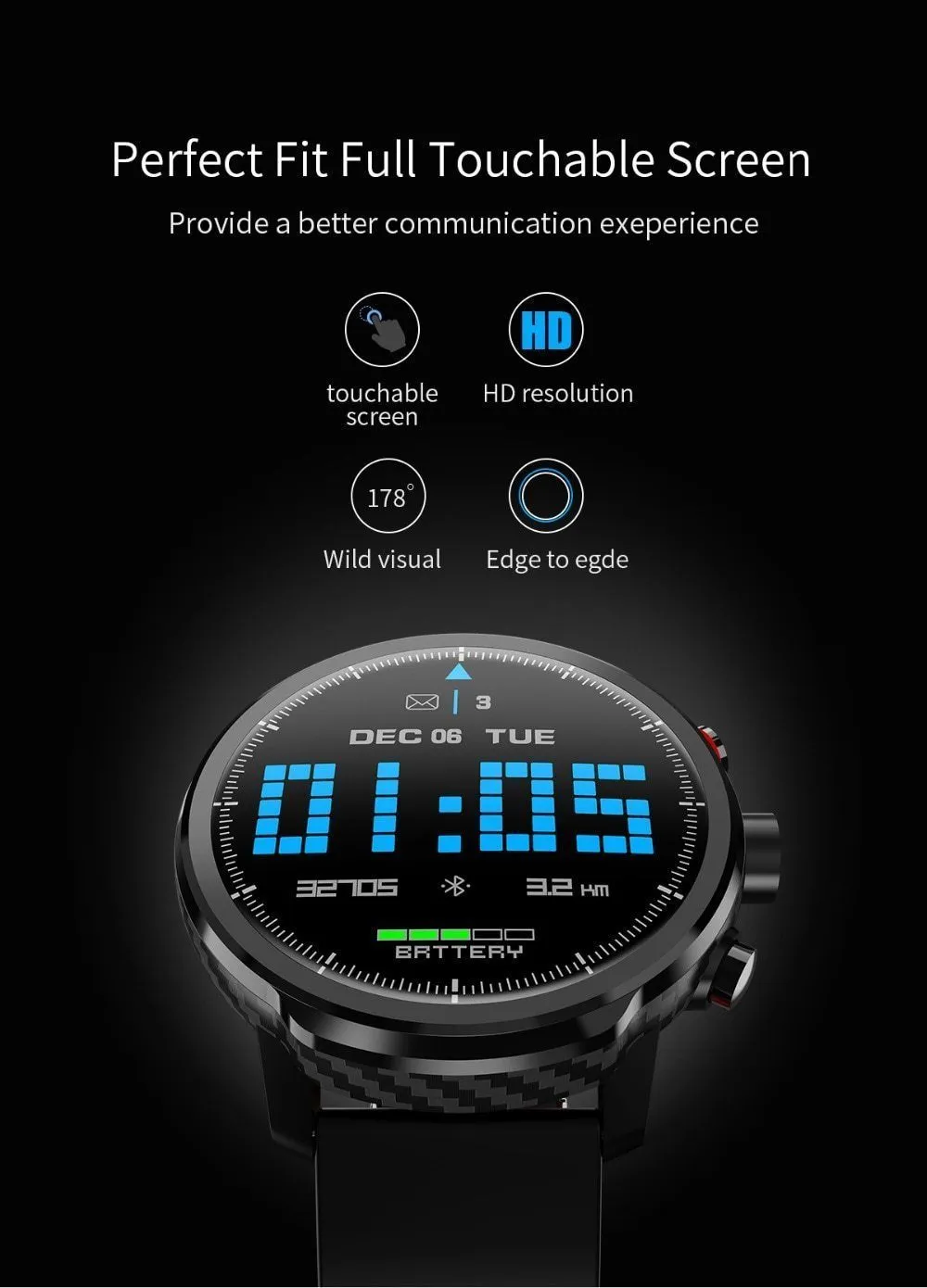 New Smart Watch IP68 Waterproof Multi-Sport Mode Heart Rate Monitoring Weather Forecast Smartwatch