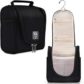 Premium Small Hanging Travel Toiletry Bag for Women and Men, Hygiene Bag, Bathroom and Shower Organizer Kit with Elastic Band Holders for Toiletries, Cosmetics, Makeup, Brushes (Small)