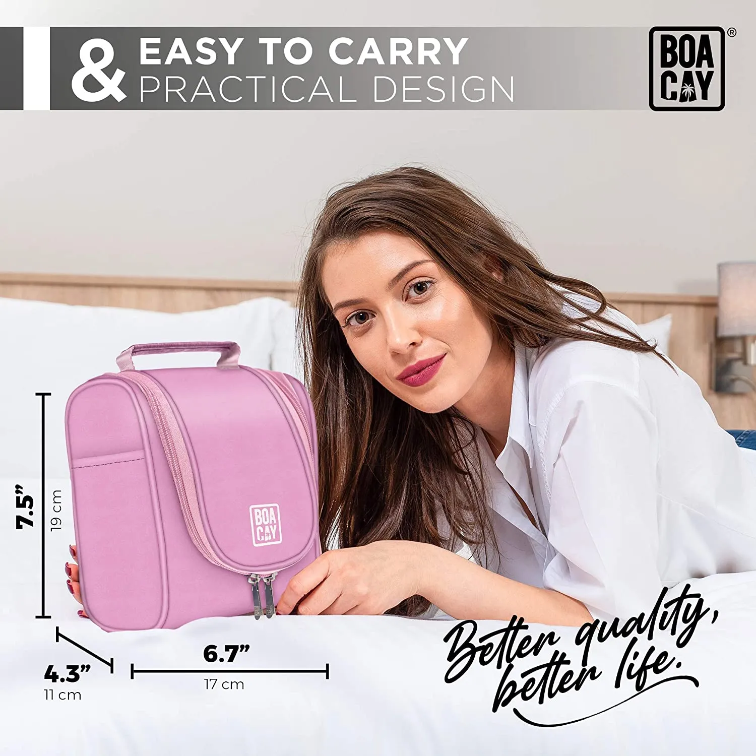 Premium Small Hanging Travel Toiletry Bag for Women and Men, Hygiene Bag, Bathroom and Shower Organizer Kit with Elastic Band Holders for Toiletries, Cosmetics, Makeup, Brushes