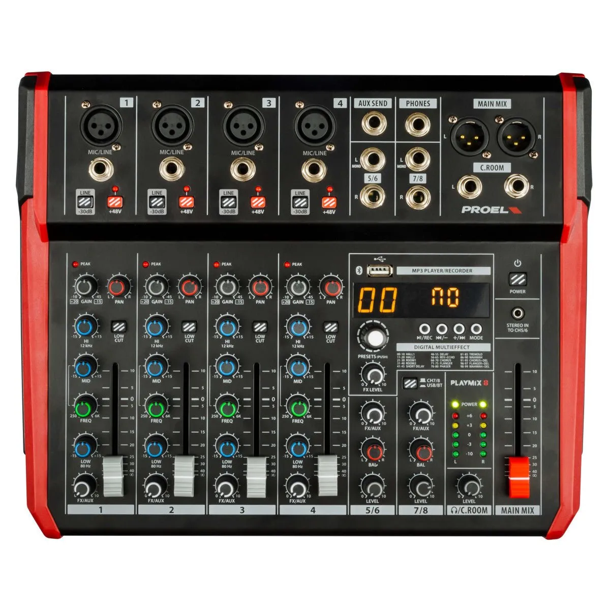 Proel Playmix 8 Compact 8-channel mixer with DSP and USB/BT interface