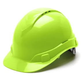 Pyramex HP44131V Hard Hat Hi Vis Lime Ridgeline Cap Style 4pt. Ratchet Suspension