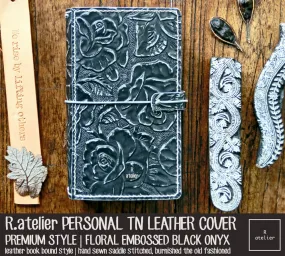 R.atelier Personal TN Folio | Floral Embossed Black Onyx