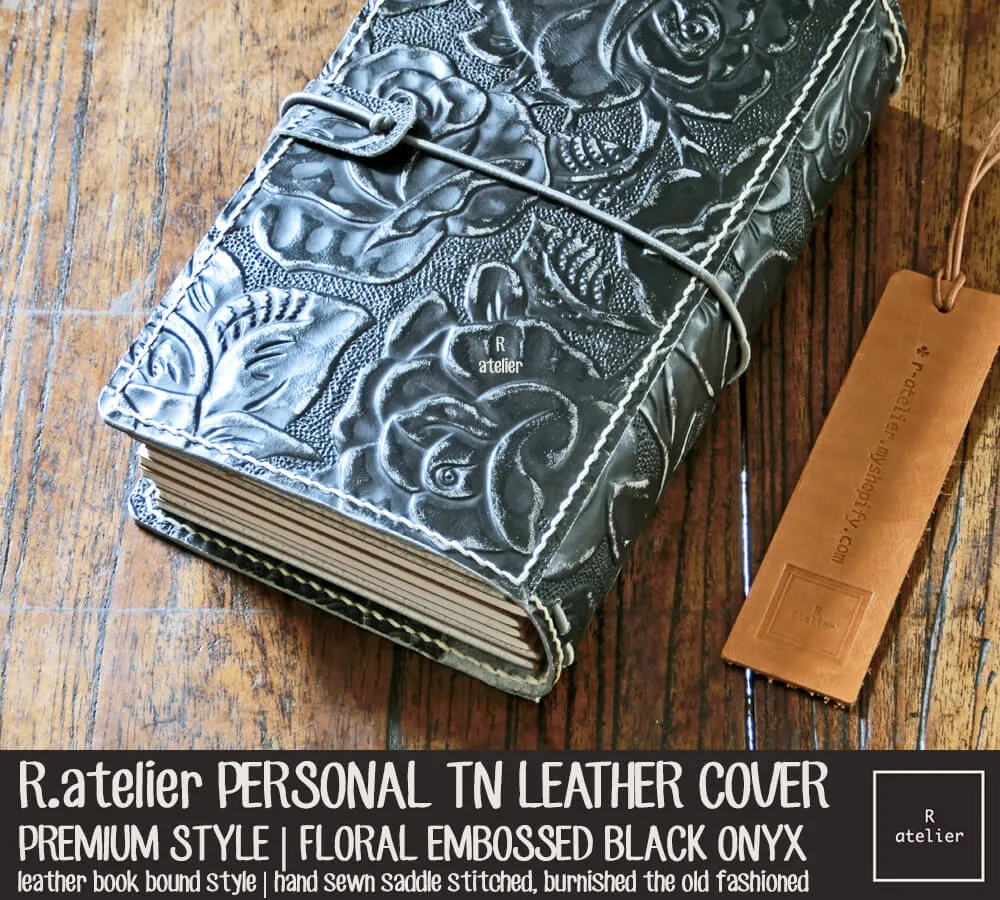 R.atelier Personal TN Folio | Floral Embossed Black Onyx