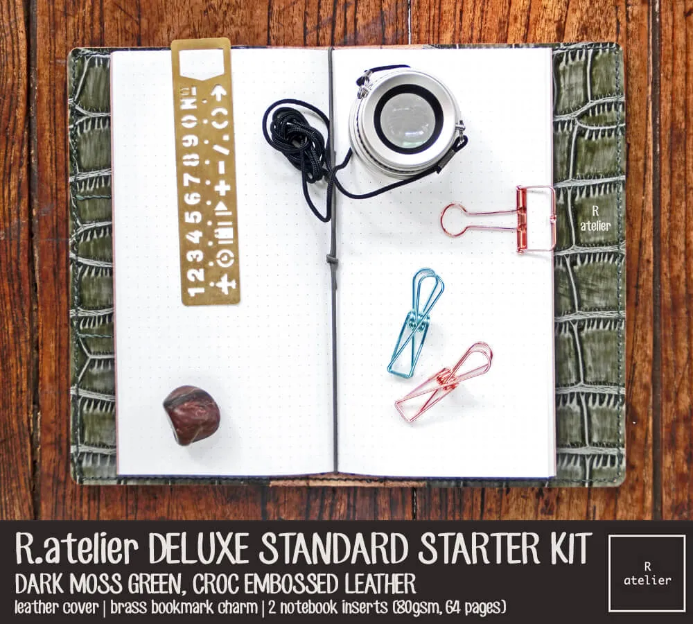 R.atelier Standard TN Leather Journal Cover | Dark Moss Green