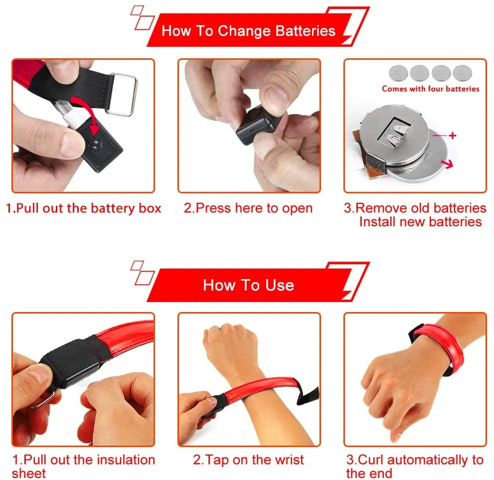 Reflective LED Armband USB Rechargeable Wristband Reflective Straps Tape Bracelets for Running, Cycling, Walking