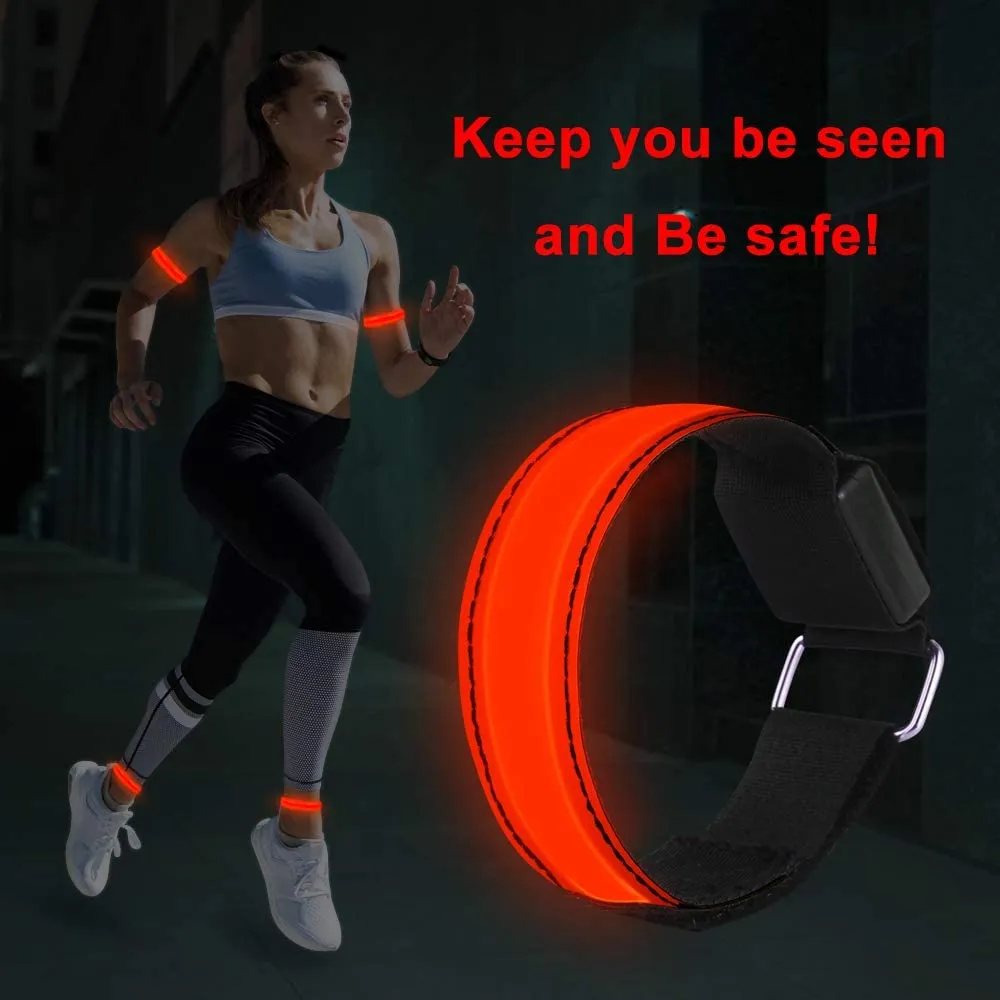 Reflective LED Armband USB Rechargeable Wristband Reflective Straps Tape Bracelets for Running, Cycling, Walking