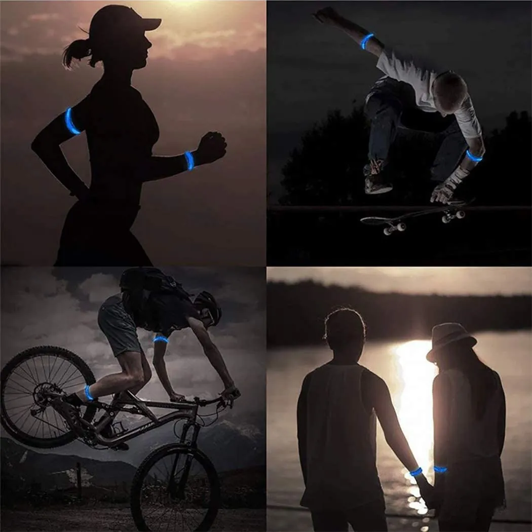 Reflective LED Armband USB Rechargeable Wristband Reflective Straps Tape Bracelets for Running, Cycling, Walking