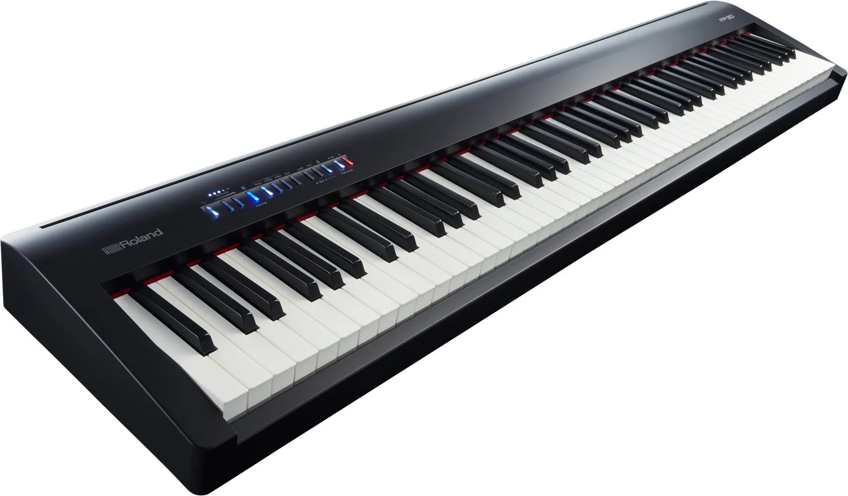 Roland PKG FP-30-BK 88-Key Digital Piano - Package Bundle with Roland DP-10 Damper Pedal, DBP-500CBD Duet Piano Bench, with Free Blue Headphones, Aux Cable & Mobile Bracket