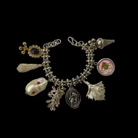 Silver Charms Bracelet With Mother Of Pearl