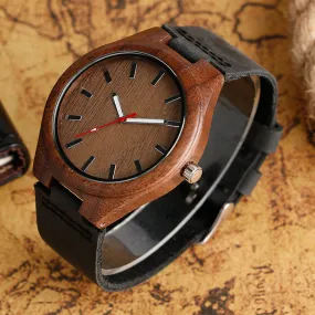 Simple Casual Wooden Watch Natural Bamboo Handmade Wristwatch Genuine Leatehr Band Strap Quartz-watch Men Women Gift