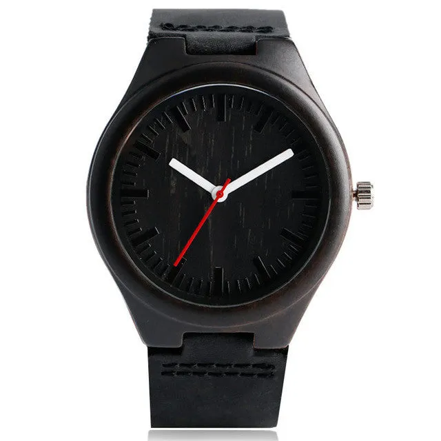 Simple Casual Wooden Watch Natural Bamboo Handmade Wristwatch Genuine Leatehr Band Strap Quartz-watch Men Women Gift