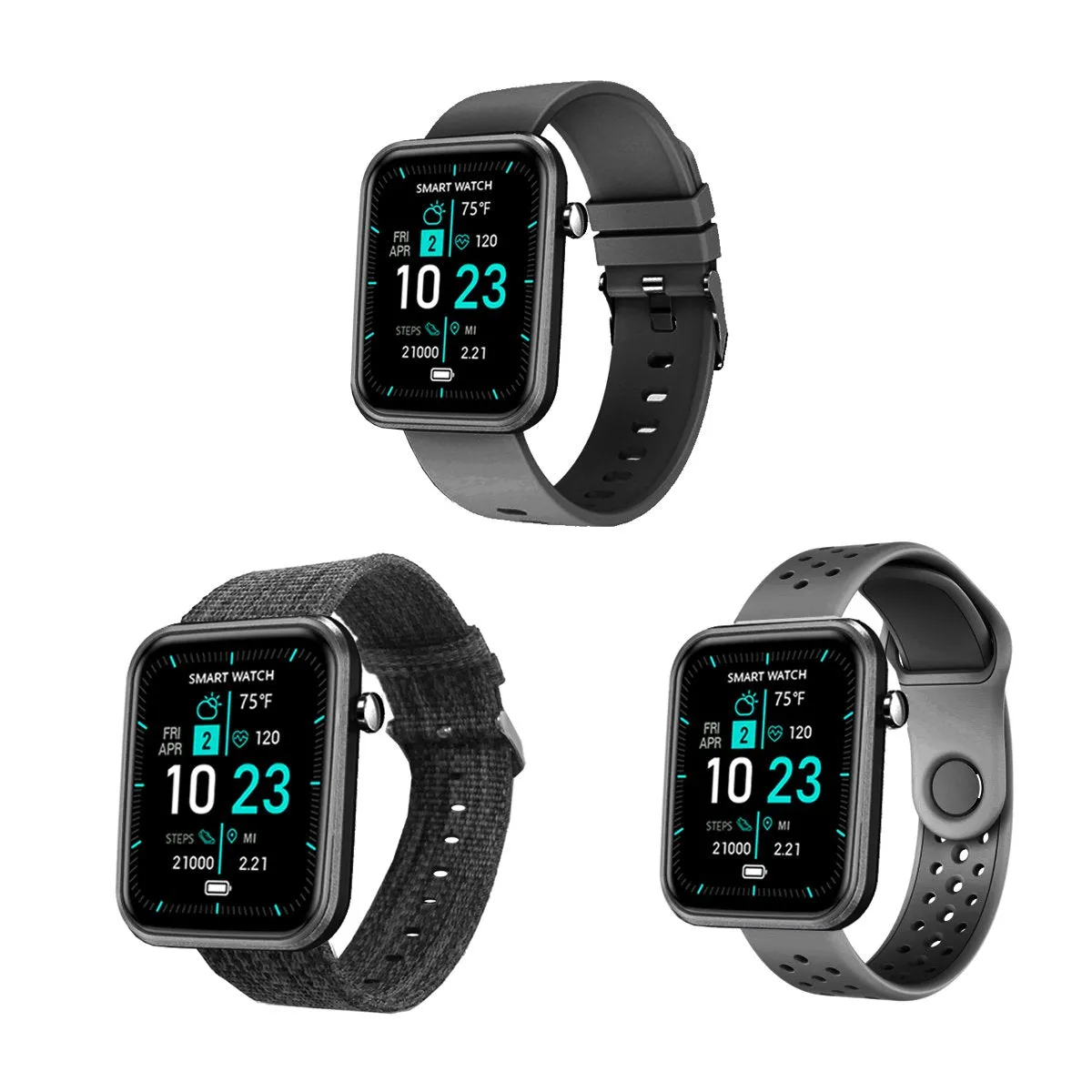 Smartwatch With Three Bands And Wellness   Activity Tracker
